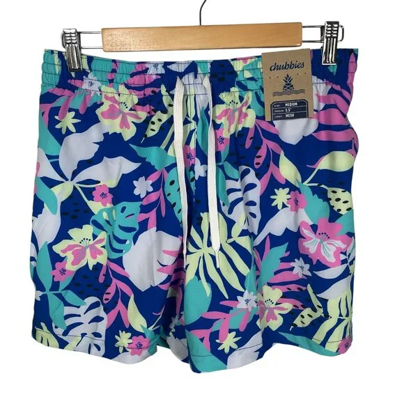 New Chubbies The Floral Surprises 5.5” Classic Swim Trunk Mens Size Medium NWT - Picture 1 of 6